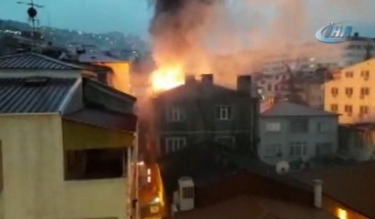 Trabzon'da korkutan yangın kamerada