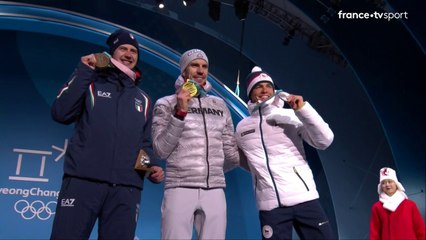 JO 2018 : Biathlon - Remise des médailles du sprint hommes