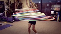 Aerial Hula Hoop Performer Shows off Skills