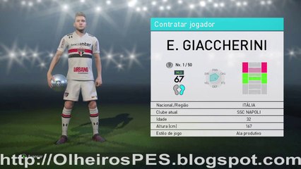 PES 2018 - Combinação de Olheiros para contratar  E. Giaccherini do SSC Napoli