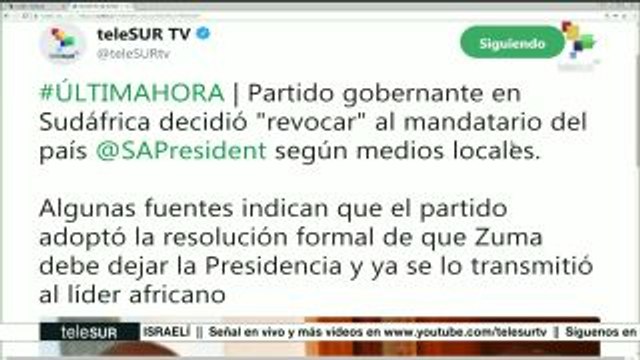ANC sudafricano da 48 horas a Zuma para dejar la presidencia