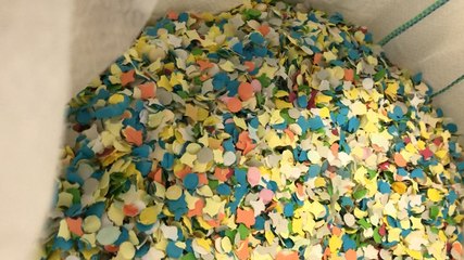 Échauffement avant la bataille de confettis