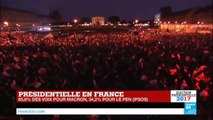 Scènes d'affrontements à Paris entre manifestants et forces de l'ordre après la victoire d'E. Macron
