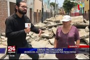 Barranco: vecinos consternados por pistas rotas producto de obras inconclusas
