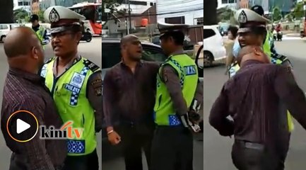 Hilang sabar, lelaki 'tanduk' polis trafik
