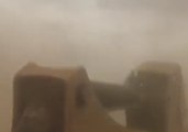 Digger Trucks Work Through Melbourne Dust Storm