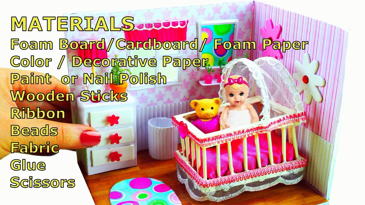 How to Make a Miniature Baby Room Things - Crib, Dresser, lamp - 10 Easy DIY Miniature Doll Crafts