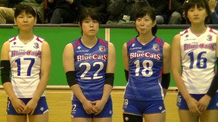 PFUブルーキャッツキッズエスコートの様子【ﾊﾞﾚｰﾎﾞｰﾙ女子チャレンジマッチ】2016.3.6船橋アリーナ