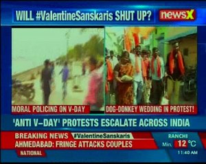 Valentine’s Day 2018 protests live: Moral Police declares war on love; dog and donkey ‘married’