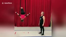 Little girl performs awesome acrobatic routine