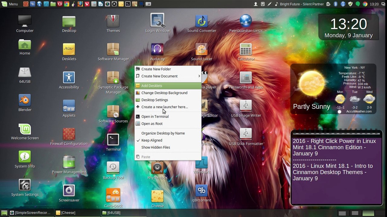 2016 - Right Click Power in Linux Mint 18/1/2/3 Cinnamon Edition - January 9