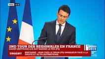 REPLAY - Discours de Manuel Valls, Premier ministre, après le 2e tour des Régionales 2015