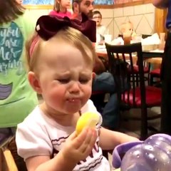 Funny babies' reactions when they try sour food for the first time