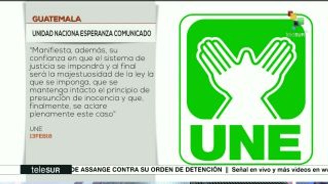 Guatemala: partido UNE expresa apoyo al expdte. Álvaro Colom
