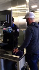 When you plant a 12 inch dildo and lube in your sons carry on. Priceless