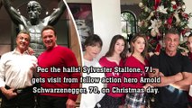 Sylvester Stallone, 71, gets visit from fellow action hero Arnold Schwarzenegger, 70, on Christmas day.