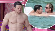 It's Mark Phwoar-lberg! Shirtless actor, 46, looks every inch the hunk as he exhibits his impressively shredded physique during sun-soaked Barbados getaway with model wife Rhea Durham.