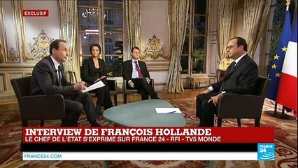 François Hollande en interview exclusive avec FRANCE24, RFI et TV5 Monde