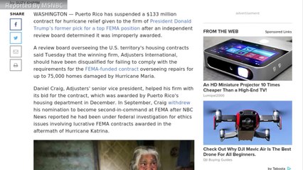 $133M Contract Awarded To Failed FEMA Nominee's Firm Suspended