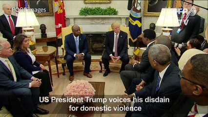 Trump breaks silence, says 'totally opposed to domestic violence