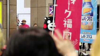 くまモン！！震災後初の福岡訪問！！感動的な登場シーン！！