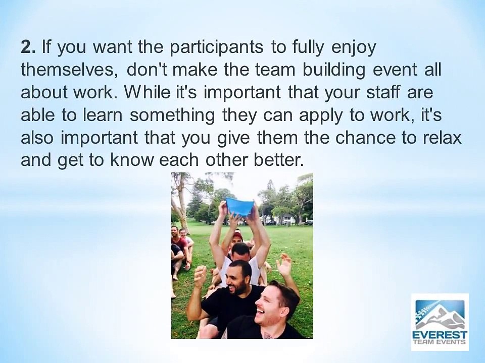 The Dos and Don'ts When Planning and Organising a Team Building Event