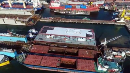 Karaköy'ün yeni akıllı yüzer iskelesi havadan görüntülendi