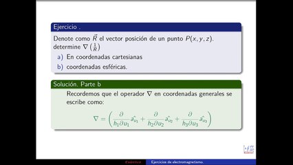 Aplicación de gradiente al electromagnetismos ejercicio 1 parte b