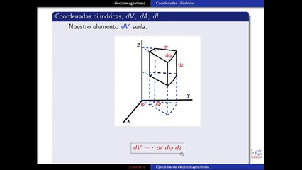 Coordenadas cilíndricas diferencial de volumen área y longitud