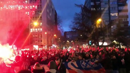 PSG fans hit the streets of Madrid ahead of Champions League match