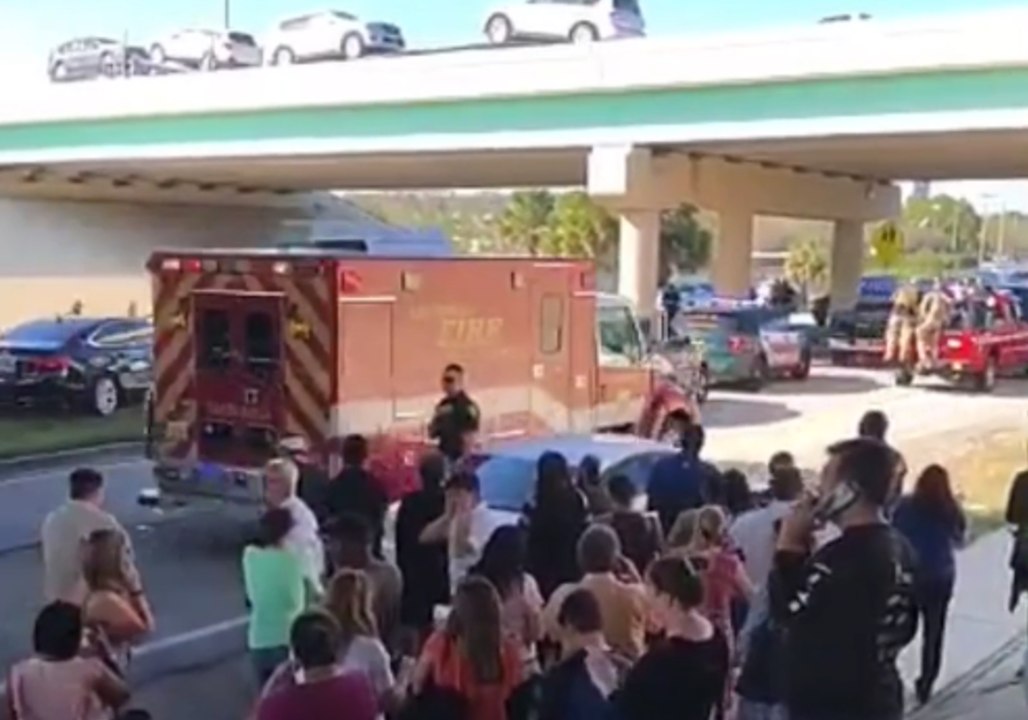 Helicopter and Emergency Vehicles Arrive Near Parkland Area School After Shooting