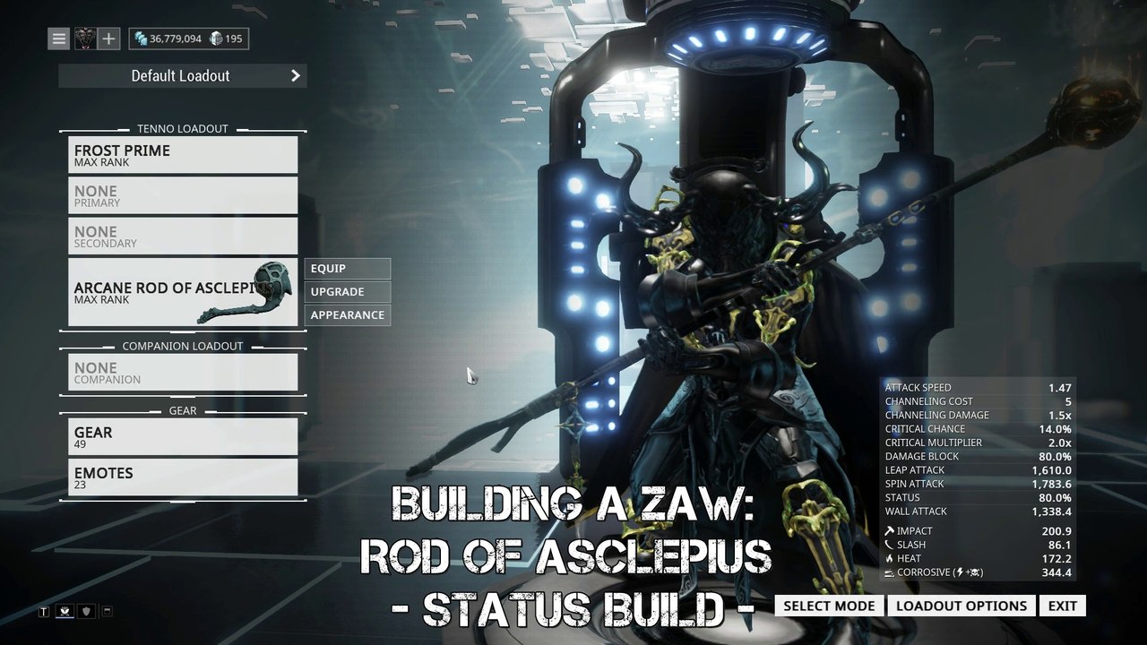 Warframe Building a Zaw Rod Of Asclepius Status Build video