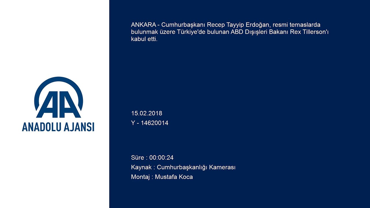 Cumhurbaşkanı Erdoğan, ABD Dışışleri Bakanı Tillerson'ı kabul etti - ANKARA