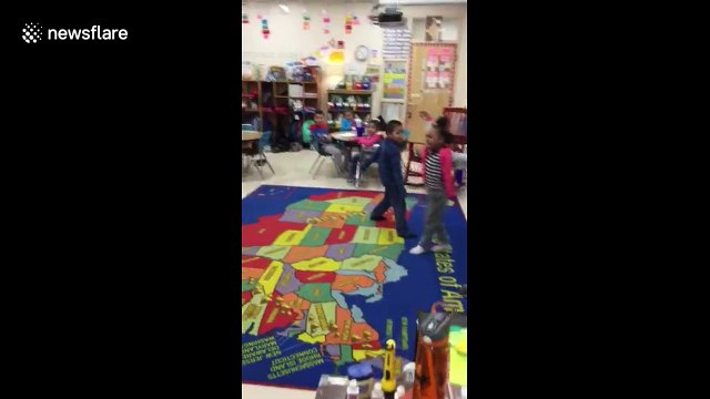 Children recreate Winter Olympics figure skating