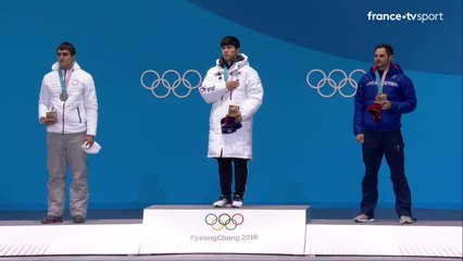 JO 2018 : Skeleton  – remise des médailles Individuel Hommes