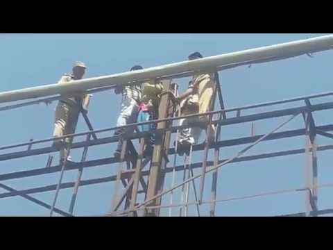 Girl climbs on the roof of a Mall in Gaziabad