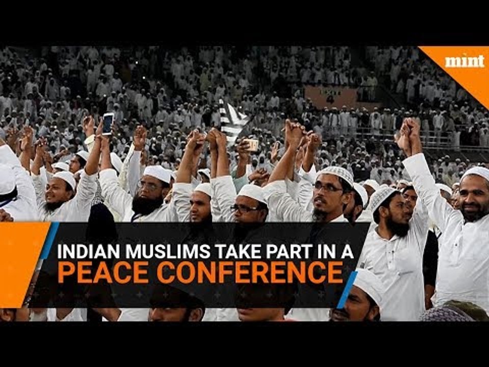 Indian Muslims take part in a peace conference