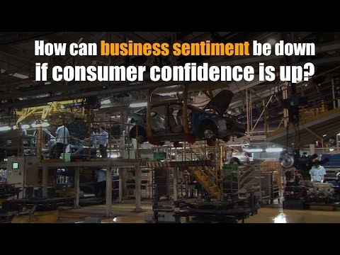 How can business sentiment be down if consumer confidence is up?