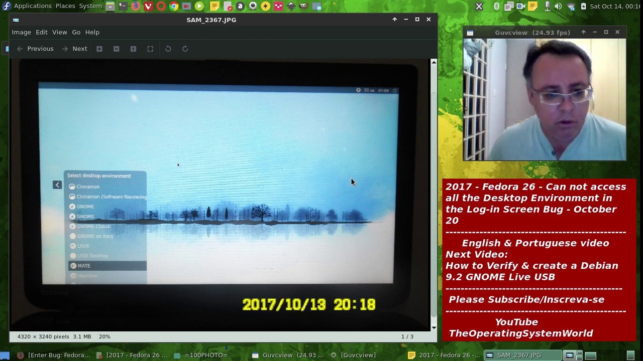 2017 - Fedora 26 Bug - Can not access all the Desktop Environment in the Log-in Screen - October 14