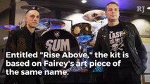 Shepard Fairey and Sum 41 drummer Frank Zummo unveil one-of-a-kind drum kit at Hard Rock Hotel