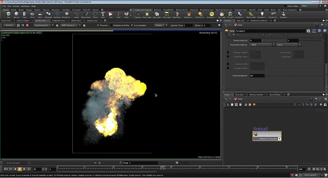Houdini Pyro explosion shader by Carlos Parmentier