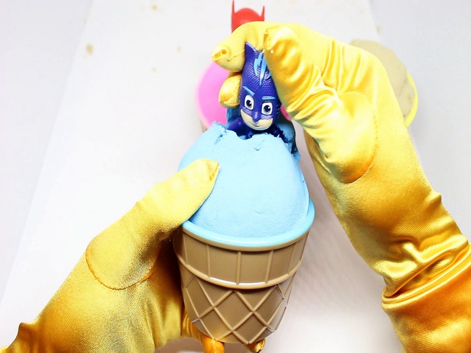 Learn Colors Kinetic Sand, Ice Cream, PJ Masks & Surprise Eggs Toys | Fun Kids Finger Family Rhyme