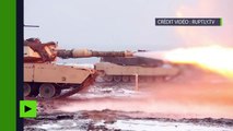 Les chars américains déployés en Pologne s’entraînent en procédant à des tirs réels