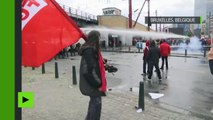 Bruxelles : des canons à eau et des gaz lacrymogènes pour calmer la manifestation des syndicats
