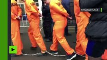 Moscou : des «prisonniers de Guantanamo» s’enchaînent en signe de protestation