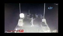 Türk sahil güvenlik botu ve Yunan botunun çarpışma anları güvenlik kameralarına yansıdı