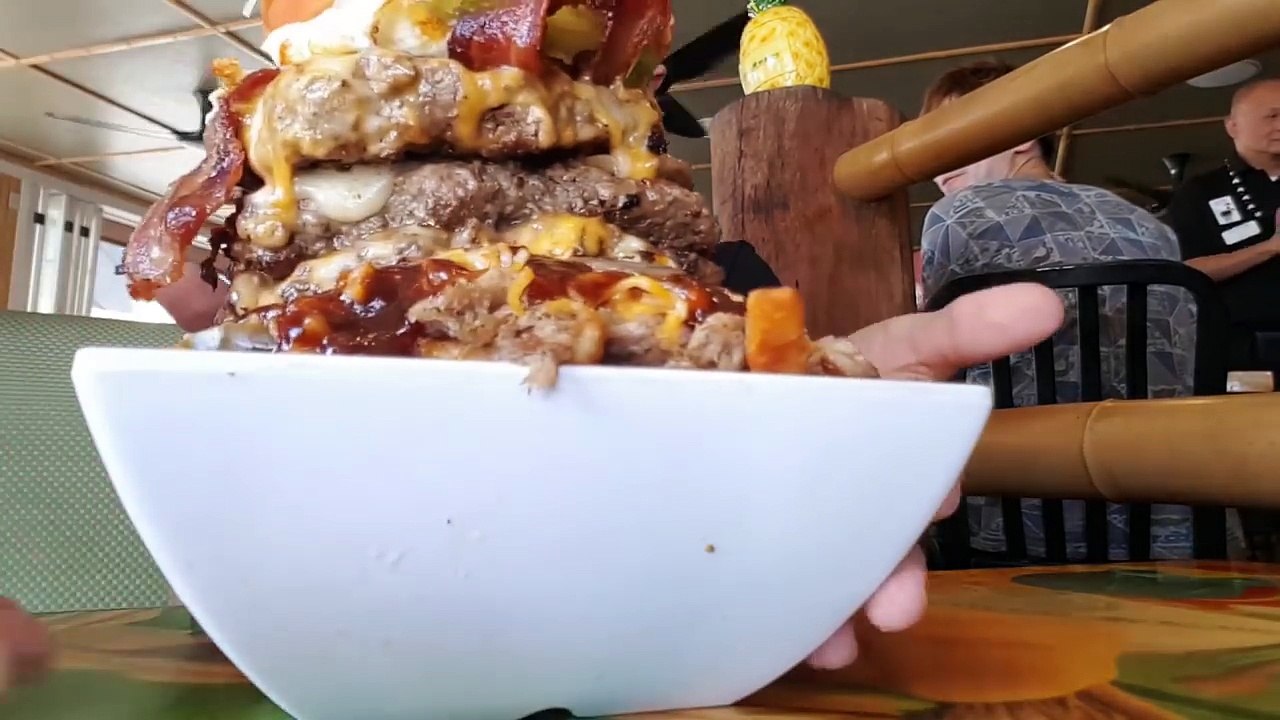 Giant Cheeseburger & Cheese Fries Challenge!
