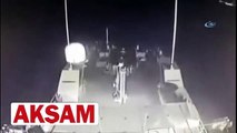 Türk sahil güvenlik botu ve Yunan botunun çarpışma anları güvenlik kameralarına yansıdı