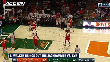 Miami's Lonnie Walker With The Two-Hand Jackhammer Dunk vs. Cuse