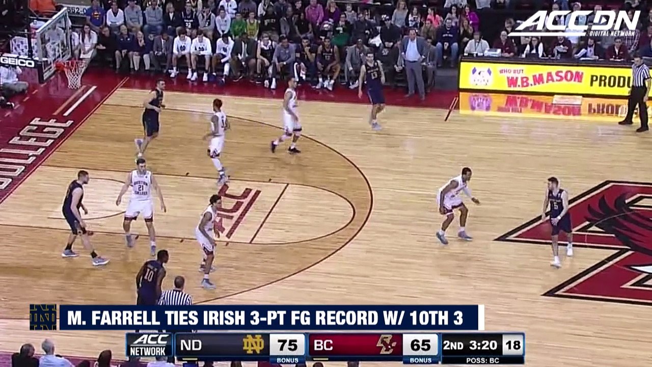 Matt Farrell Hits 10th 3-Pointer vs. BC